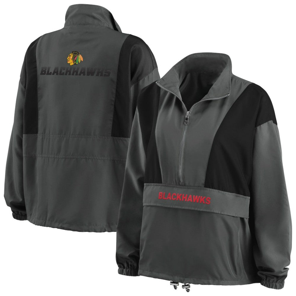 Chicago Blackhawks WEAR by Erin Andrews Women's Popover Packable Half-Zip Jacket Online