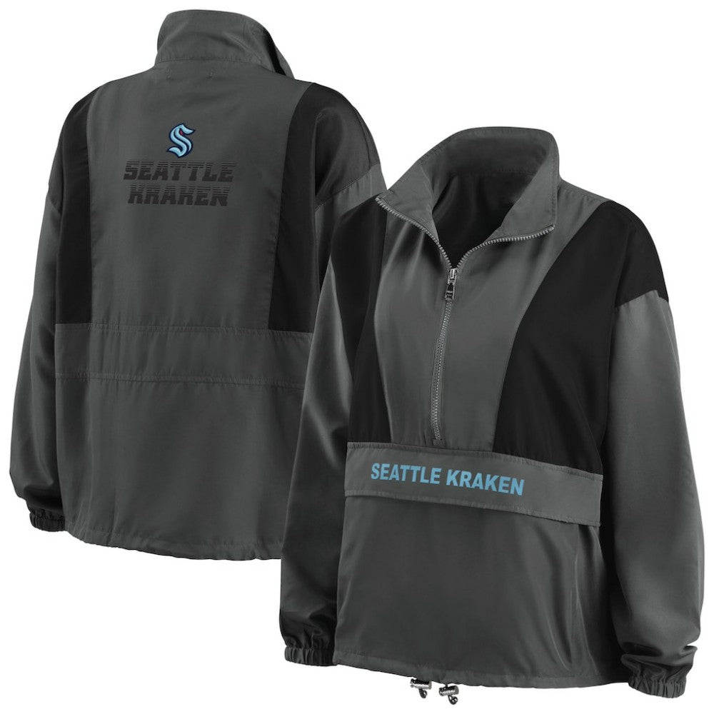 Seattle Kraken WEAR by Erin Andrews Women's Popover Packable Half-Zip Jacket For Sale