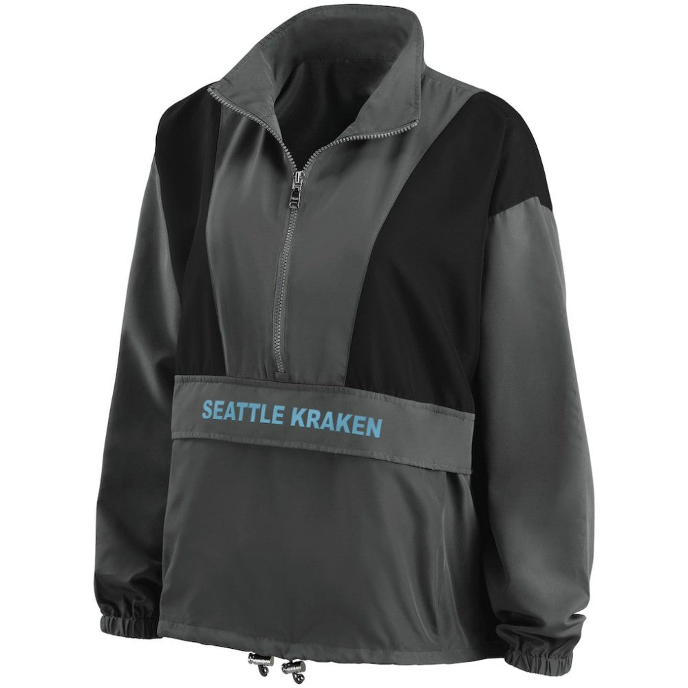 Seattle Kraken WEAR by Erin Andrews Women's Popover Packable Half-Zip Jacket For Sale