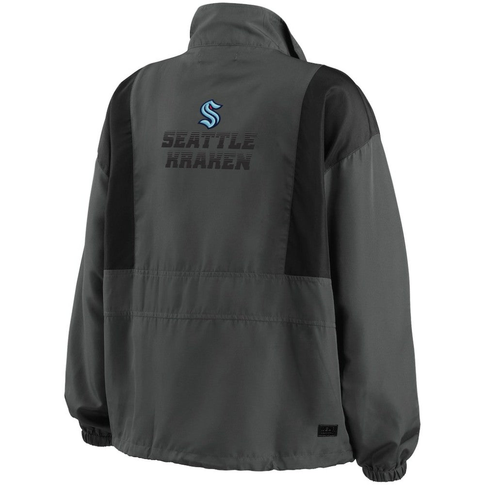 Seattle Kraken WEAR by Erin Andrews Women's Popover Packable Half-Zip Jacket For Sale