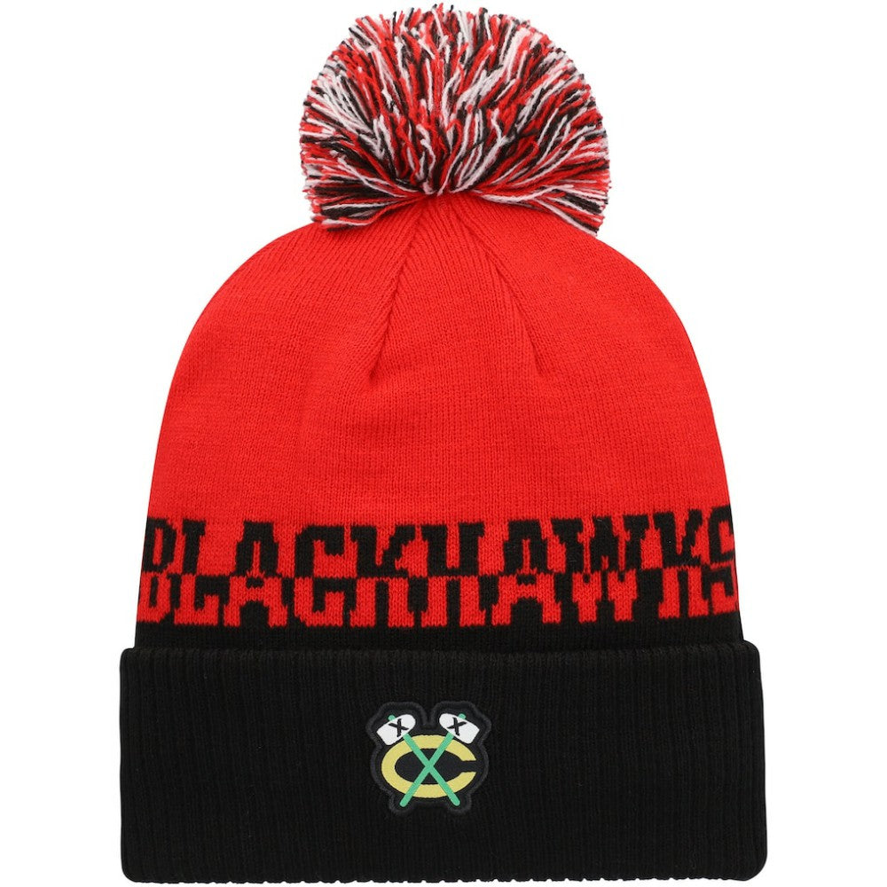 Chicago Blackhawks adidas COLD.RDY Cuffed Knit Hat with Pom On Sale
