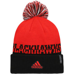 Chicago Blackhawks adidas COLD.RDY Cuffed Knit Hat with Pom On Sale