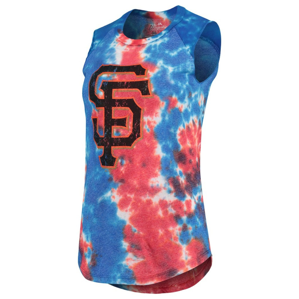 San Francisco Giants Majestic Threads Women's Tie-Dye Tri-Blend Muscle Tank Top | MLB Discount