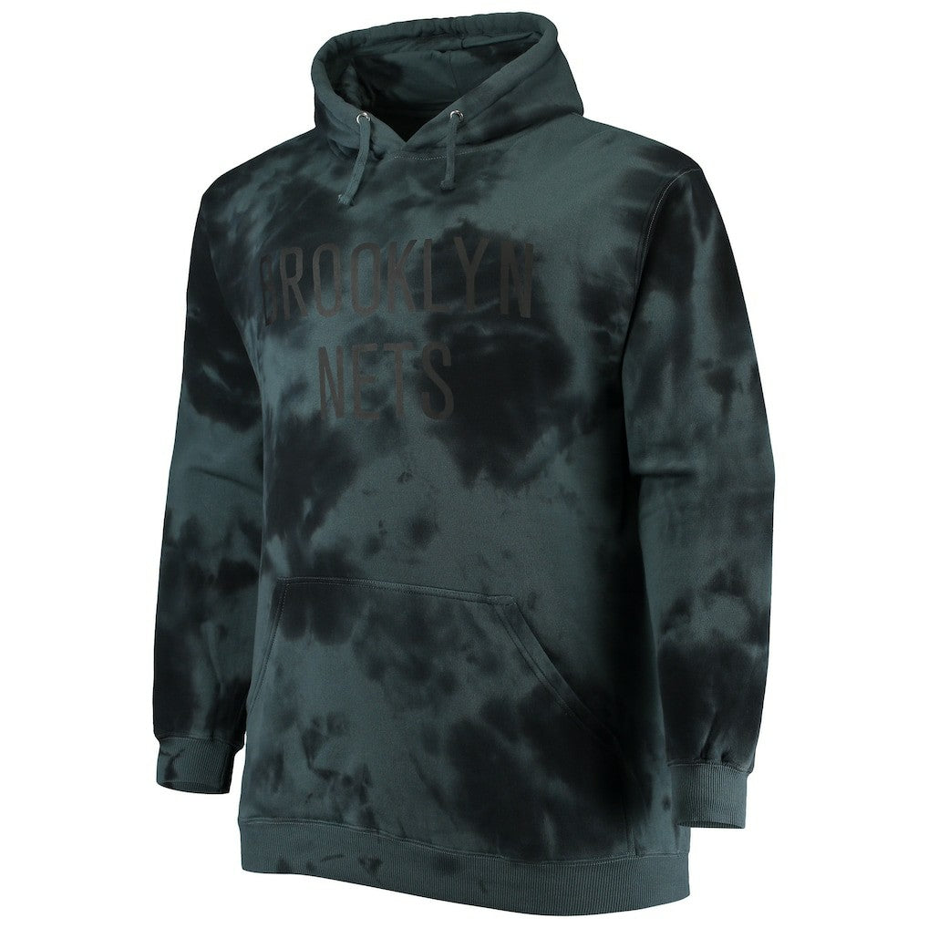 Brooklyn Nets Big & Tall Wordmark Cloud Dye Pullover Hoodie New