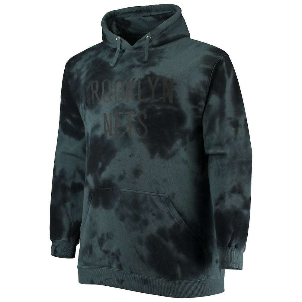 Brooklyn Nets Big & Tall Wordmark Cloud Dye Pullover Hoodie New