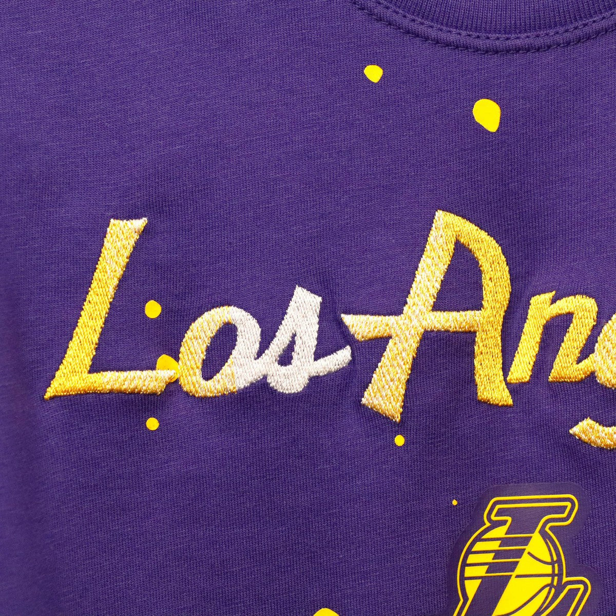 Los Angeles Lakers Women's Courtside Splatter Cropped T-Shirt On Sale
