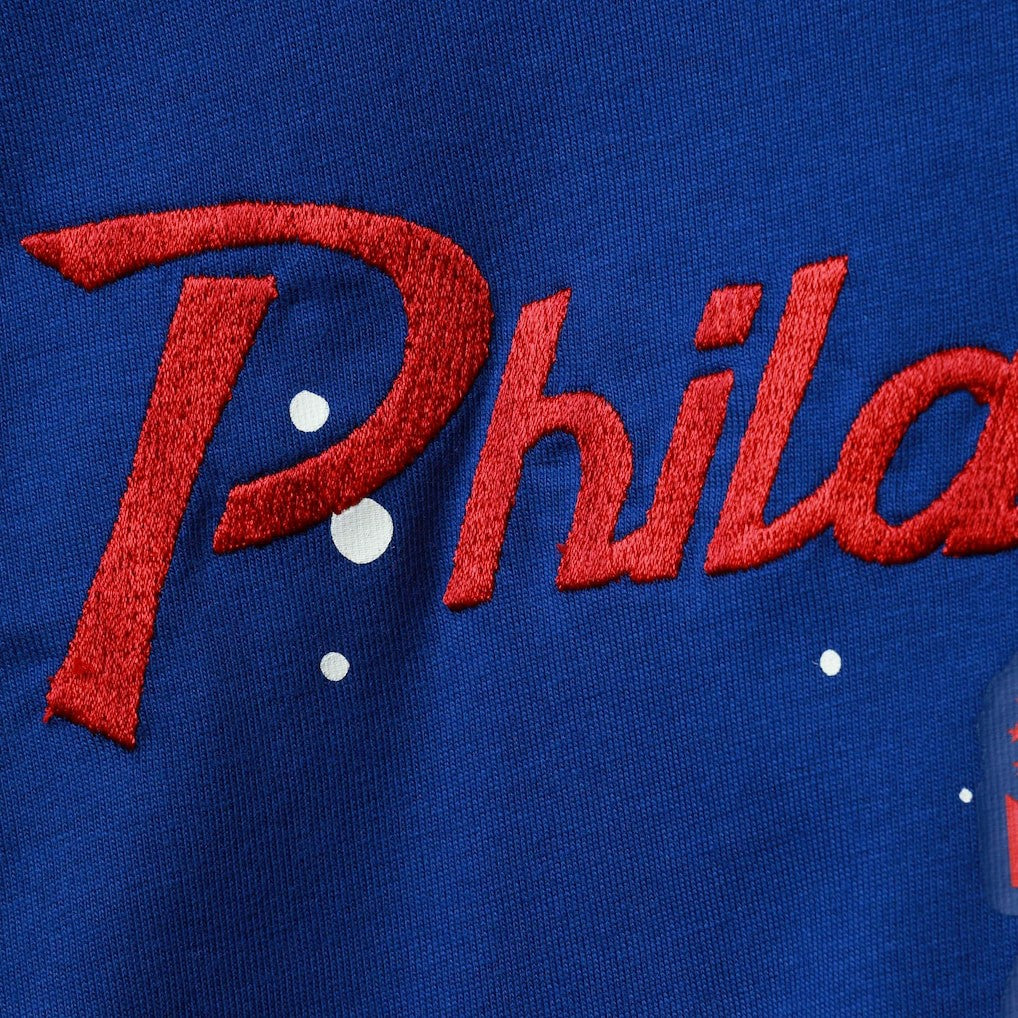 Philadelphia 76ers Women's Courtside Splatter Cropped T-Shirt Discount
