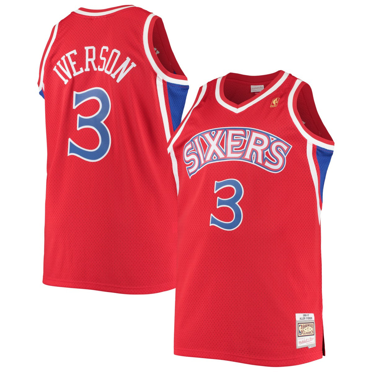 Allen Iverson Philadelphia 76ers 1996/97 Big & Tall Hardwood Classics Swingman Jersey For Sale
