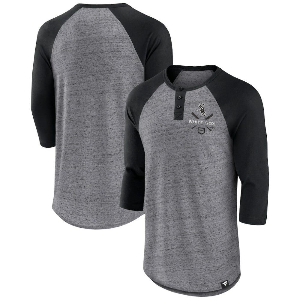 Chicago White Sox Fanatics Iconic Above Heat Speckled Raglan Henley 3/4 Sleeve T-Shirt | MLB On Sale