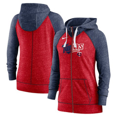 Minnesota Twins Nike Women's Split Wordmark Gym Vintage Raglan Lightweight Full-Zip Hoodie | MLB New