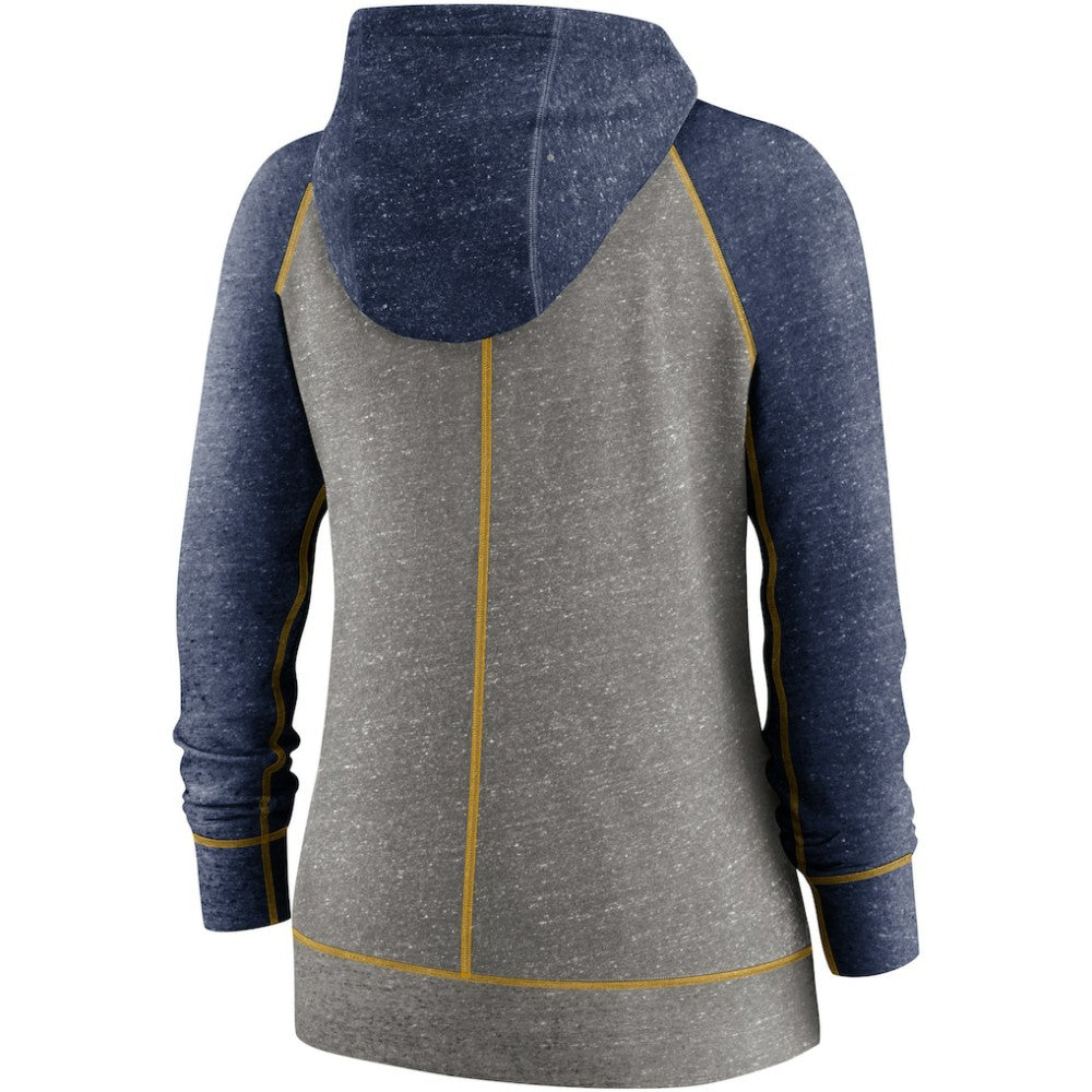 Milwaukee Brewers Nike Women's Split Wordmark Gym Vintage Raglan Lightweight Full-Zip Hoodie | MLB On Sale