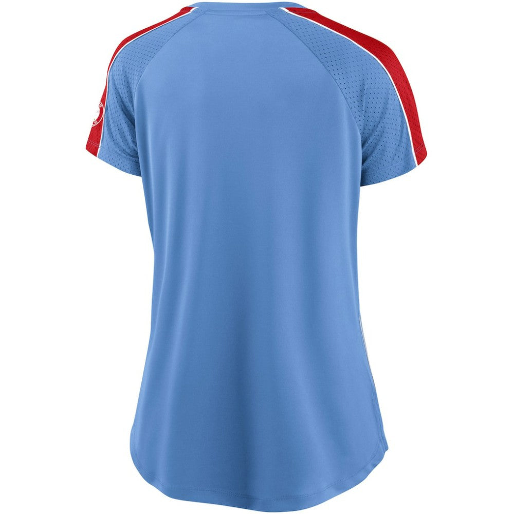 St. Louis Cardinals Fanatics Women's Light Blue/Red True Classic League Diva Pinstripe Raglan V-Neck T-Shirt | MLB Online