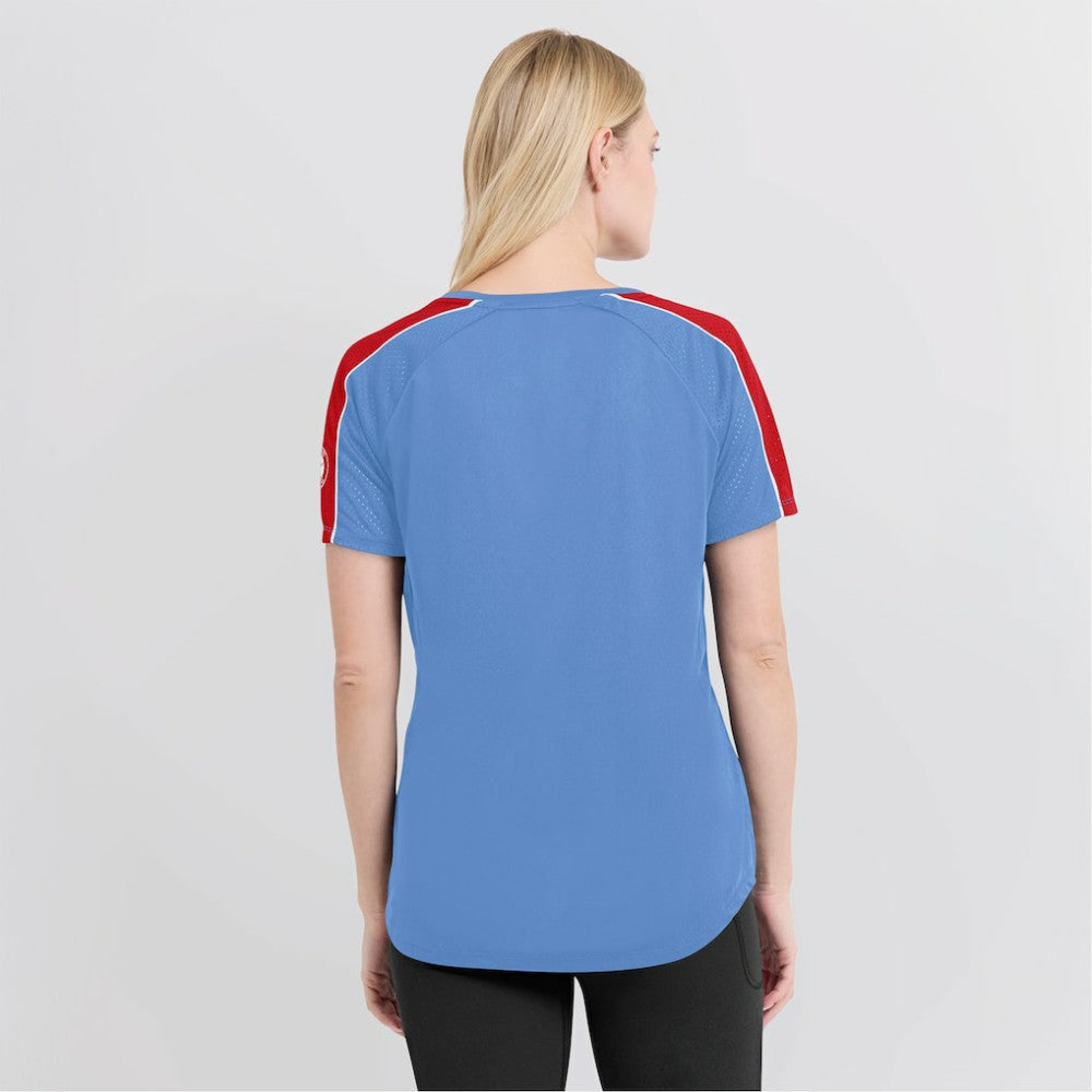 St. Louis Cardinals Fanatics Women's Light Blue/Red True Classic League Diva Pinstripe Raglan V-Neck T-Shirt | MLB Online