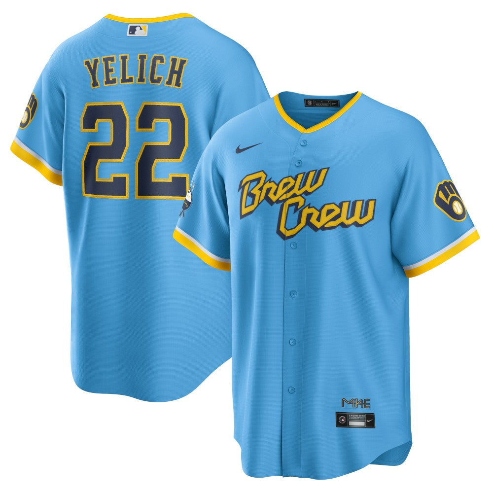 Christian Yelich Milwaukee Brewers Nike City Connect Replica Player Jersey | MLB On Sale