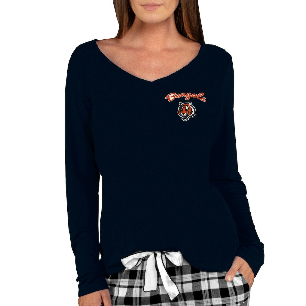 Cincinnati Bengals  Concepts Sport Women's Marathon Knit Long Sleeve Lightweight V-Neck Lounge Top