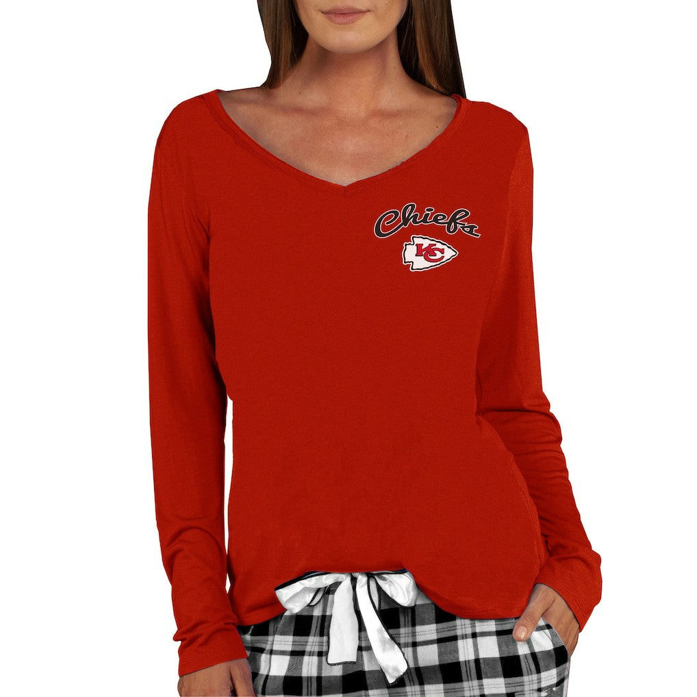Kansas City Chiefs  Concepts Sport Women's Marathon Knit Long Sleeve Lightweight V-Neck Lounge Top