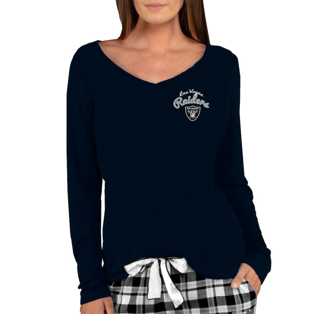 Las Vegas Raiders  Concepts Sport Women's Marathon Knit Long Sleeve Lightweight V-Neck Lounge Top