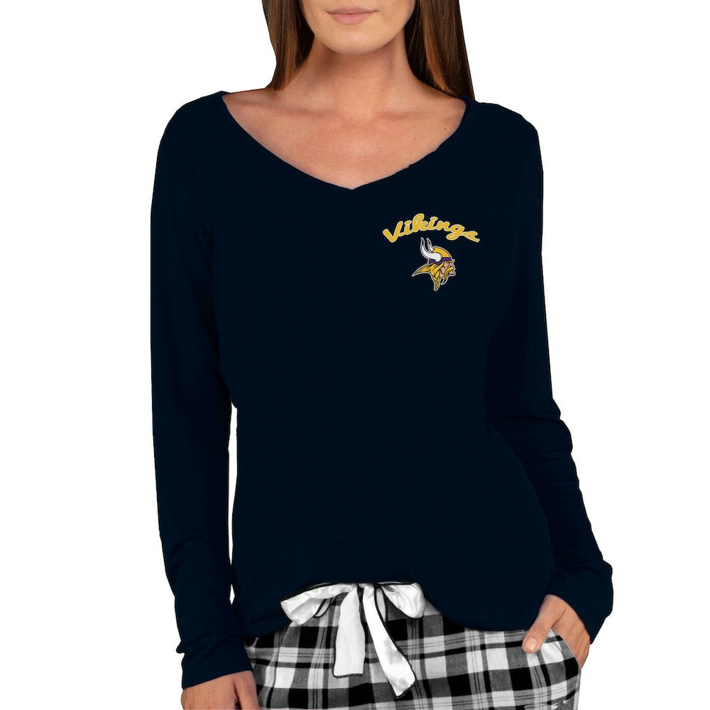 Minnesota Vikings  Concepts Sport Women's Marathon Knit Long Sleeve Lightweight V-Neck Lounge Top