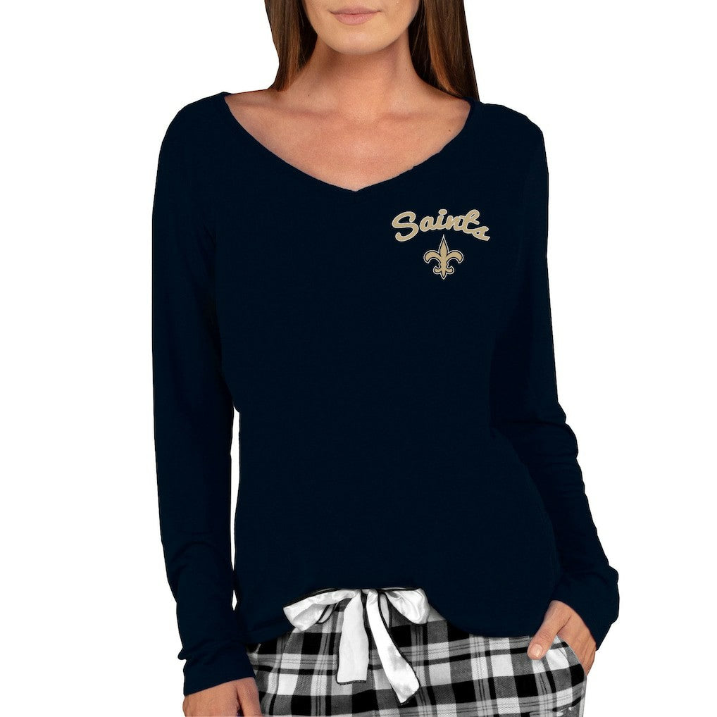 New Orleans Saints  Concepts Sport Women's Marathon Knit Long Sleeve Lightweight V-Neck Lounge Top