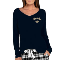 New Orleans Saints  Concepts Sport Women's Marathon Knit Long Sleeve Lightweight V-Neck Lounge Top