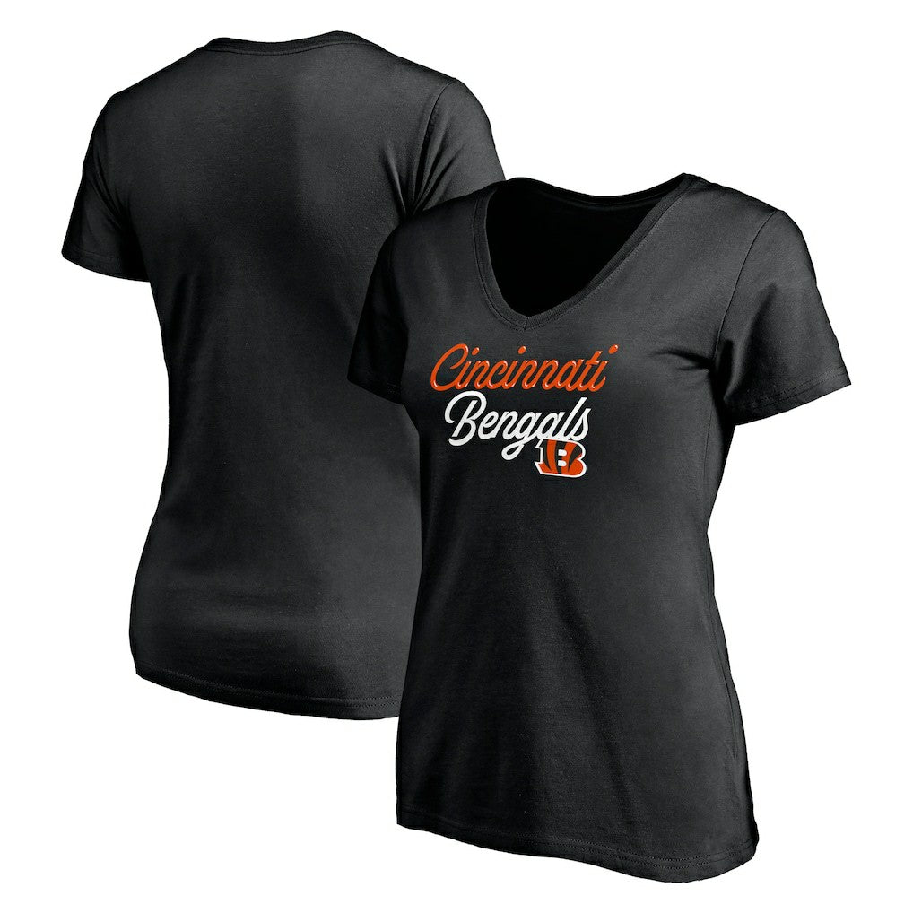 Cincinnati Bengals  Women's Long Stride V-Neck T-Shirt