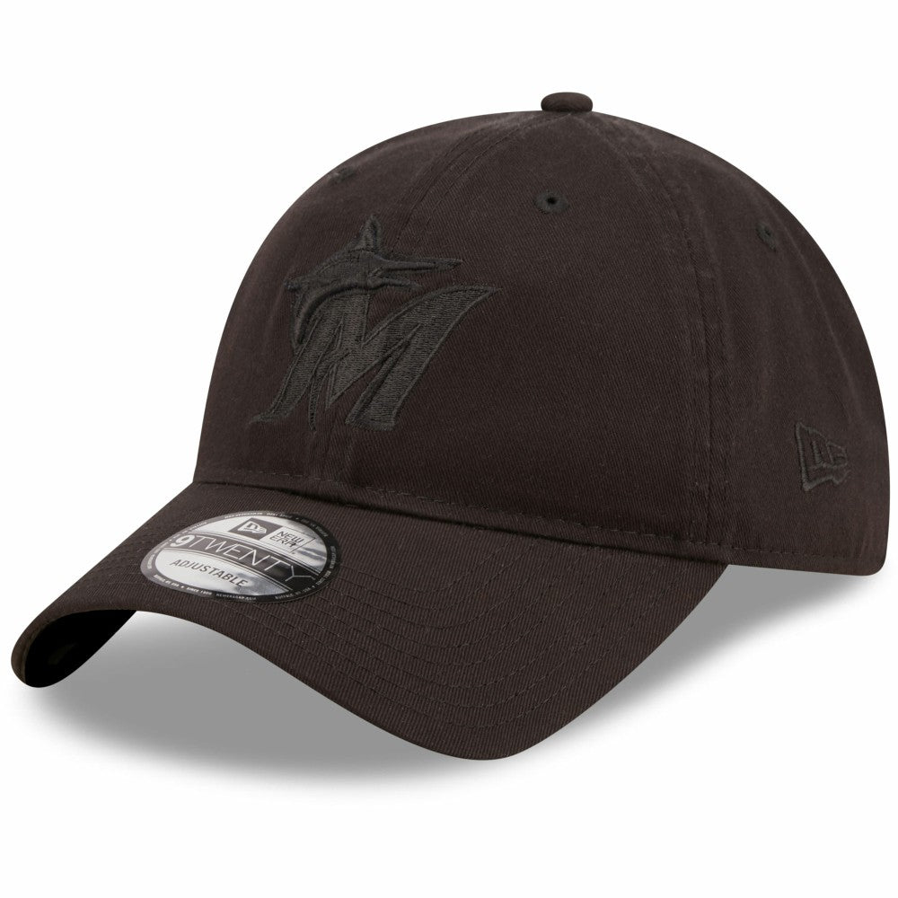 Miami Marlins New Era Black On Black Core Classic 2.0 9TWENTY Adjustable Hat | MLB New