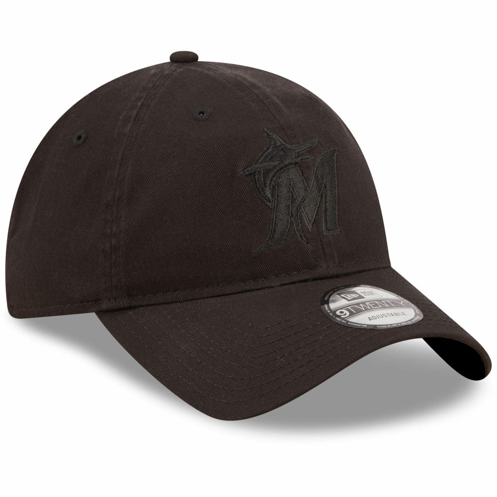 Miami Marlins New Era Black On Black Core Classic 2.0 9TWENTY Adjustable Hat | MLB New