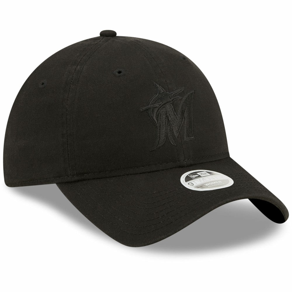 Miami Marlins New Era Women's Black on Black Core Classic II 9TWENTY Adjustable Hat | MLB On Sale