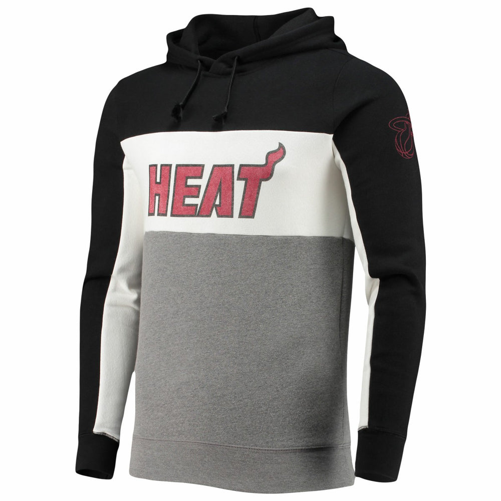 Miami Heat Junk Food Wordmark Colorblock Fleece Pullover Hoodie On Sale