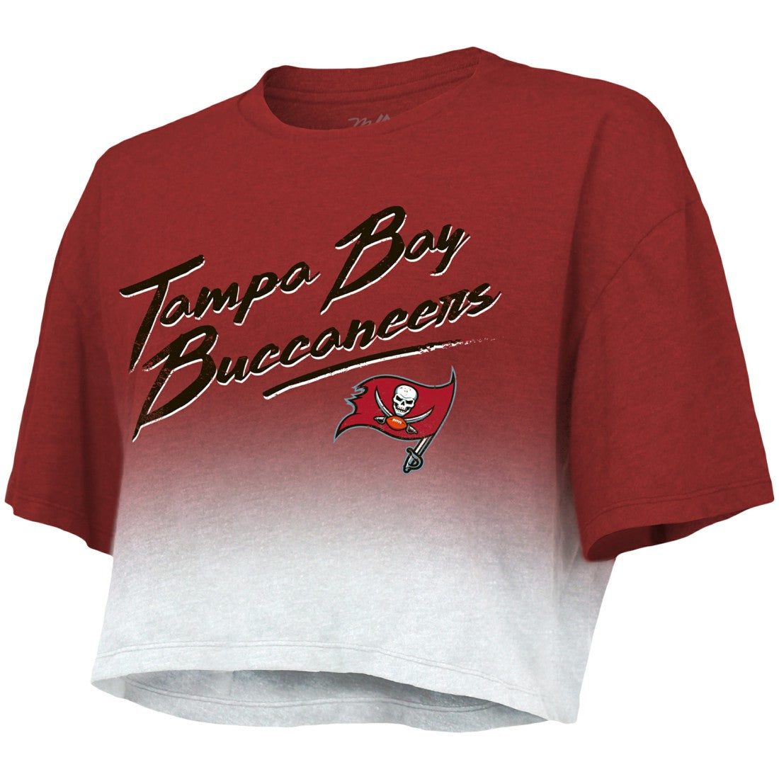 Tampa Bay Buccaneers  Tom Brady  Majestic Threads Women's Drip-Dye Player Name & Number Tri-Blend Crop T-Shirt