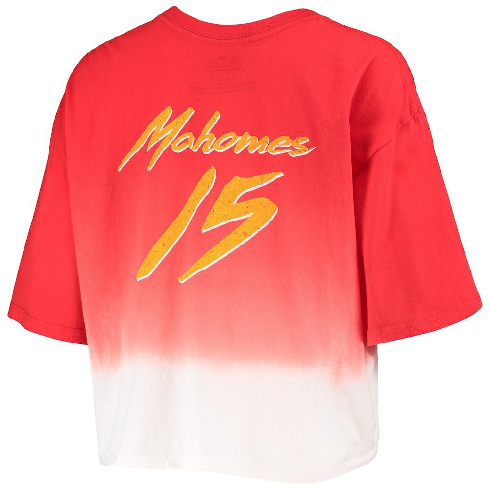 Kansas City Chiefs  Patrick Mahomes  Majestic Threads Women's Dip-Dye Player Name & Number Crop Top