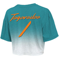Miami Dolphins  Tua Tagovailoa  Majestic Threads Women's Dip-Dye Player Name & Number Crop Top