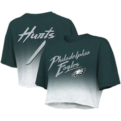 Philadelphia Eagles  Jalen Hurts  Majestic Threads Women's Dip-Dye Player Name & Number Crop Top