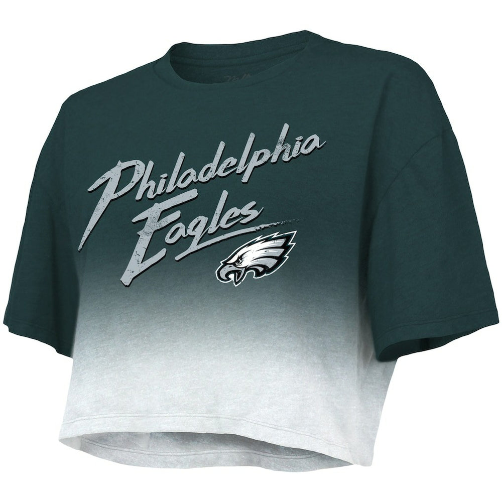 Philadelphia Eagles  Jalen Hurts  Majestic Threads Women's Dip-Dye Player Name & Number Crop Top