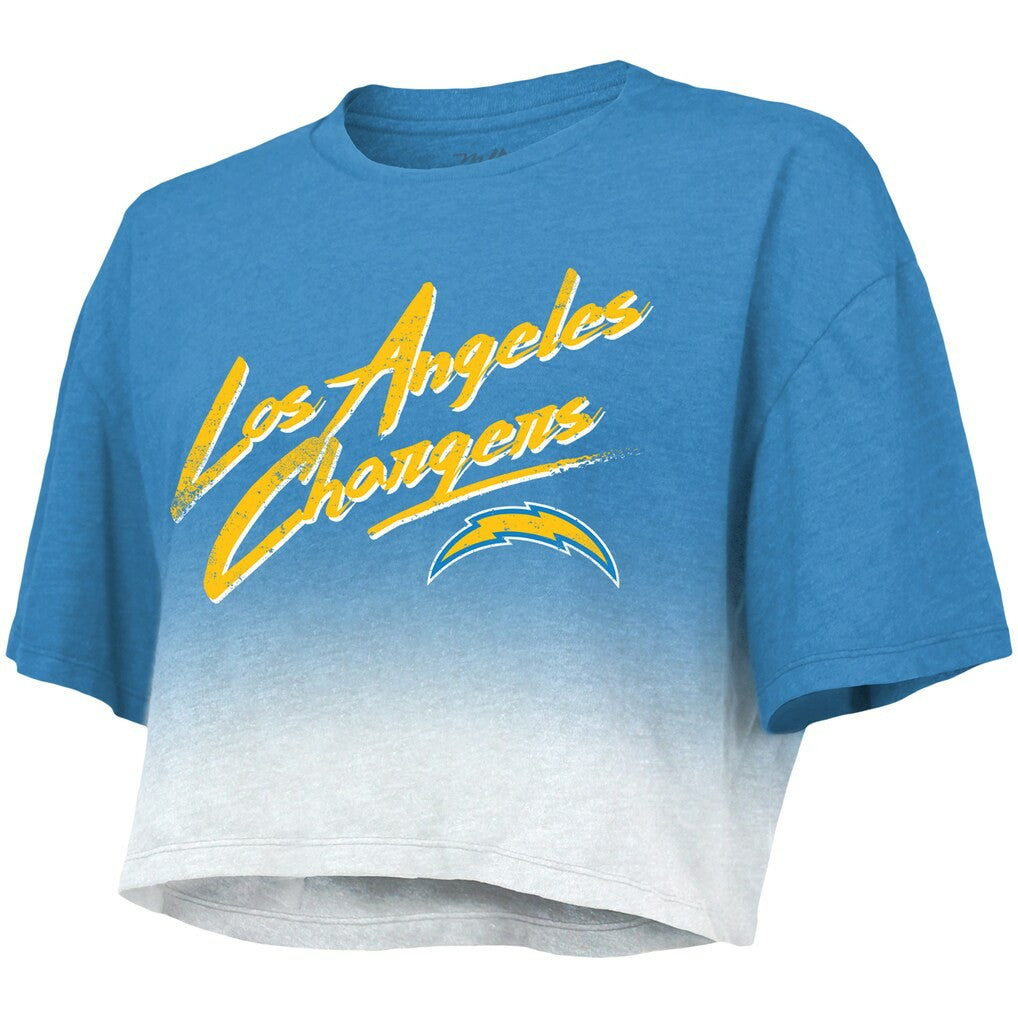 Los Angeles Chargers  Justin Herbert  Majestic Threads Women's Dip-Dye Player Name & Number Crop Top