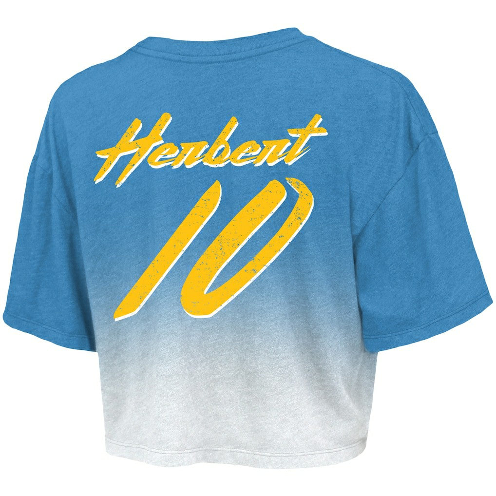 Los Angeles Chargers  Justin Herbert  Majestic Threads Women's Dip-Dye Player Name & Number Crop Top
