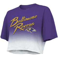 Baltimore Ravens  Lamar Jackson  Majestic Threads Women's Dip-Dye Player Name & Number Crop Top