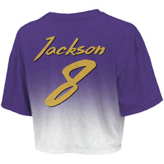 Baltimore Ravens  Lamar Jackson  Majestic Threads Women's Dip-Dye Player Name & Number Crop Top