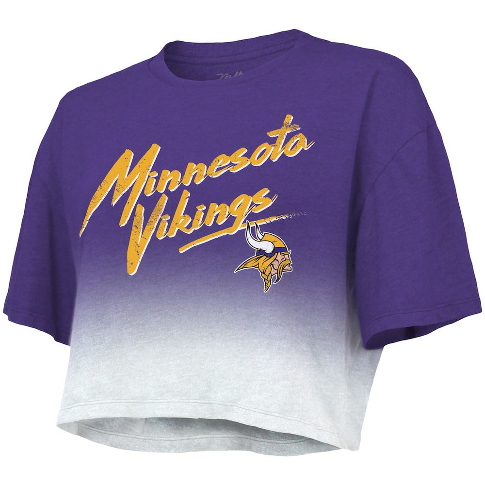 Minnesota Vikings  Justin Jefferson  Majestic Threads Women's Dip-Dye Player Name & Number Crop Top
