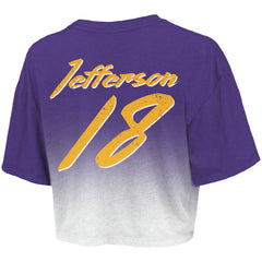 Minnesota Vikings  Justin Jefferson  Majestic Threads Women's Dip-Dye Player Name & Number Crop Top