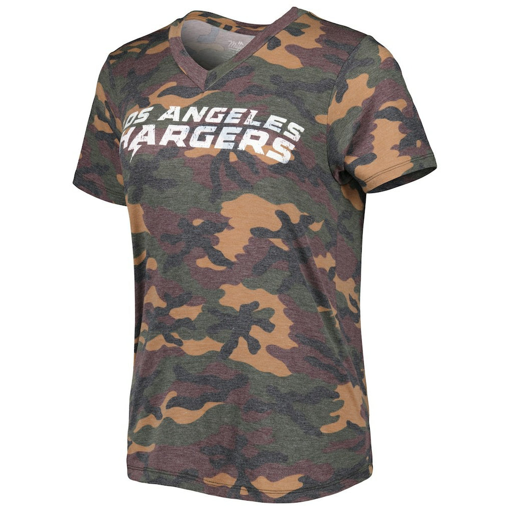 Los Angeles Chargers  Justin Herbert  Majestic Threads Women's Name & Number V-Neck Tri-Blend T-Shirt