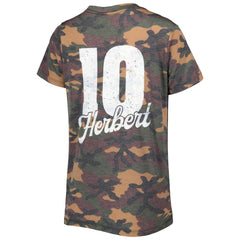 Los Angeles Chargers  Justin Herbert  Majestic Threads Women's Name & Number V-Neck Tri-Blend T-Shirt