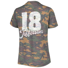 Minnesota Vikings  Justin Jefferson  Women's Name & Number Tri-Blend V-Neck T-Shirt