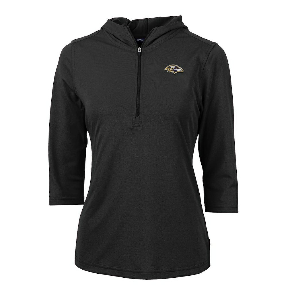 Baltimore Ravens  Cutter & Buck Women's Virtue Eco Pique Half-Zip 3/4 Sleeve Pullover Hoodie