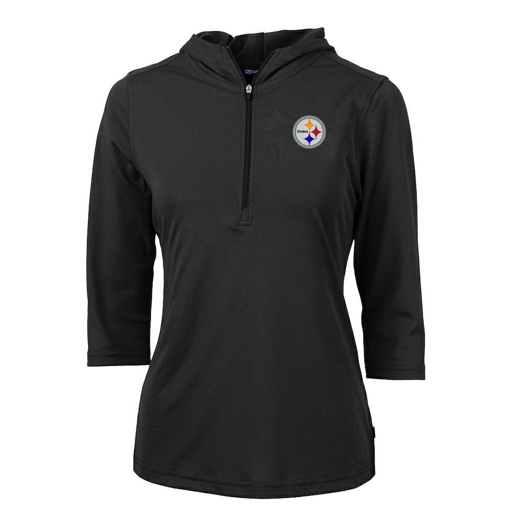 Pittsburgh Steelers  Cutter & Buck Women's Virtue Eco Pique Half-Zip 3/4 Sleeve Pullover Hoodie