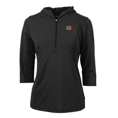 Cincinnati Bengals  Cutter & Buck Women's Virtue Eco Pique Half-Zip 3/4 Sleeve Pullover Hoodie