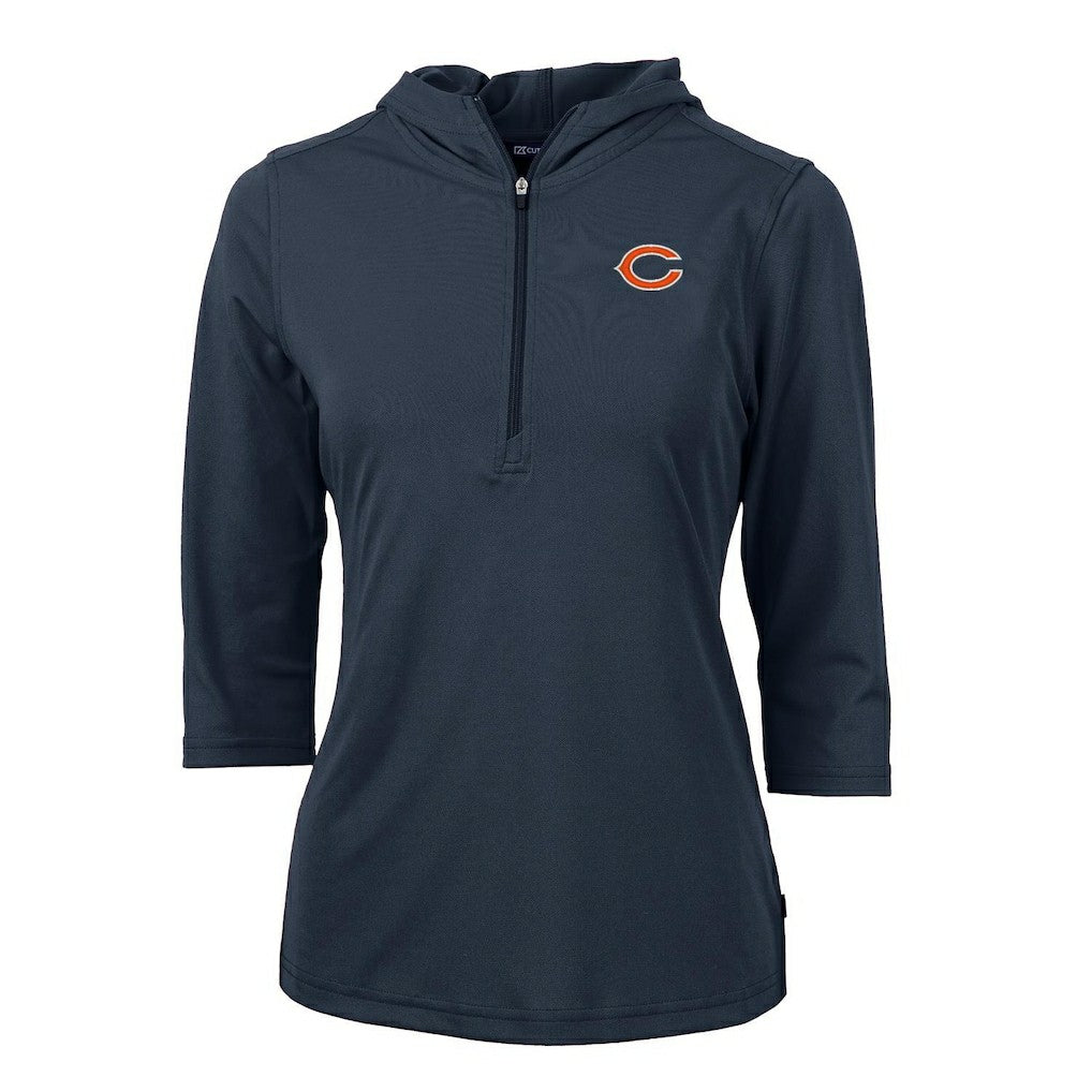 Chicago Bears  Cutter & Buck Women's Virtue Eco Pique Half-Zip 3/4 Sleeve Pullover Hoodie