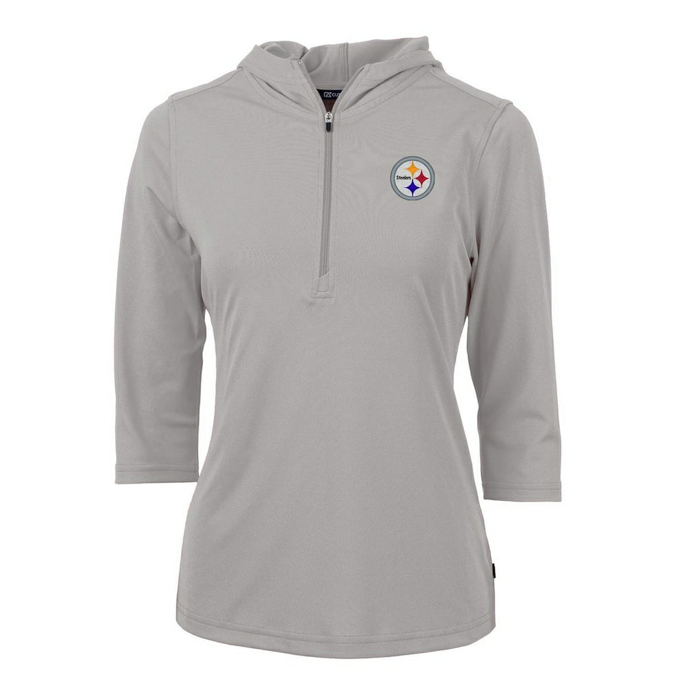 Pittsburgh Steelers  Cutter & Buck Women's Virtue Eco Pique Half-Zip 3/4 Sleeve Pullover Hoodie