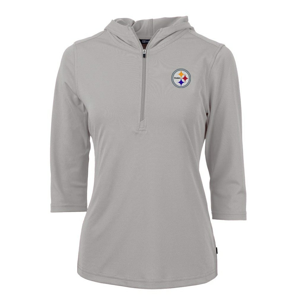 Pittsburgh Steelers  Cutter & Buck Women's Virtue Eco Pique Half-Zip 3/4 Sleeve Pullover Hoodie