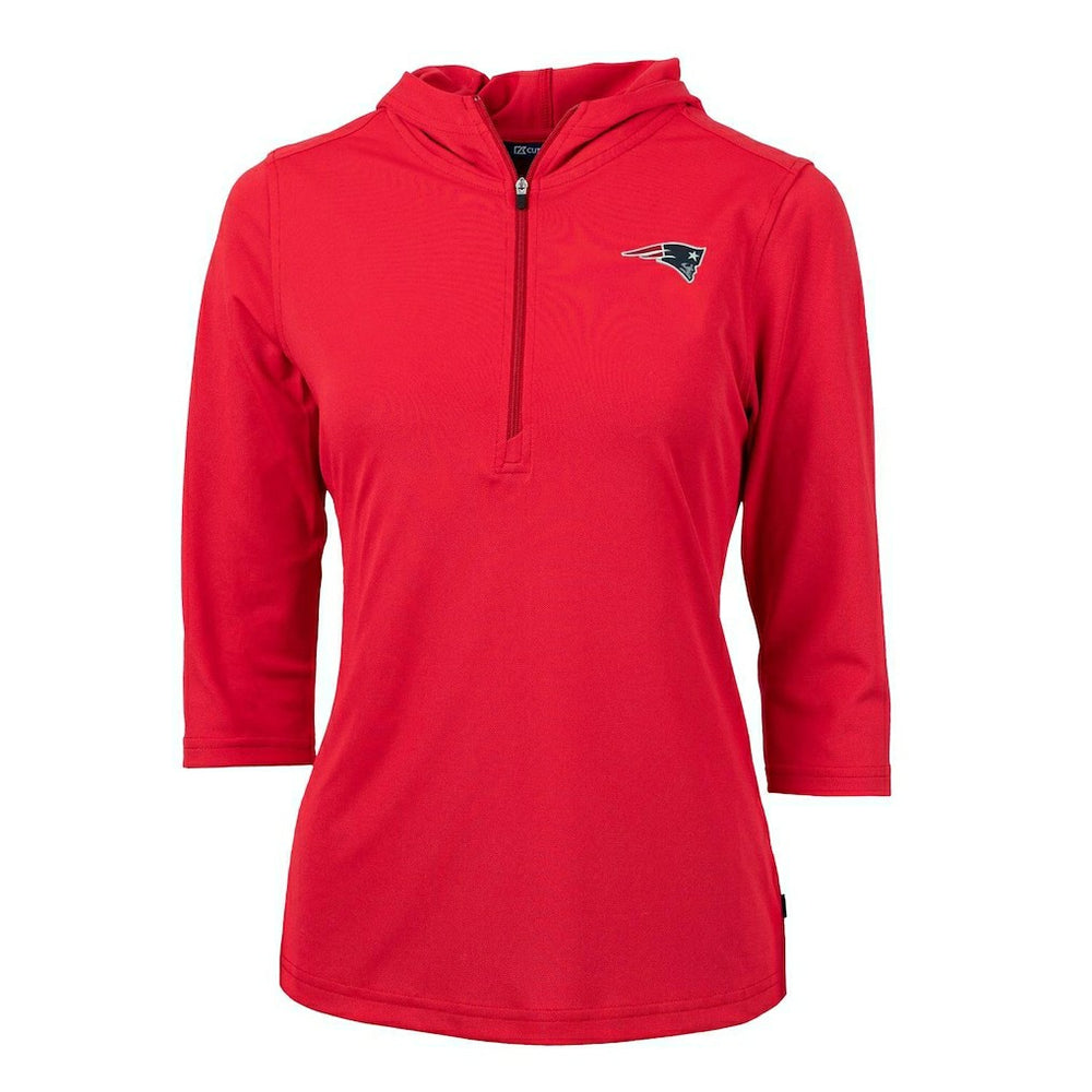 New England Patriots  Cutter & Buck Women's Virtue Eco Pique Half-Zip 3/4 Sleeve Pullover Hoodie